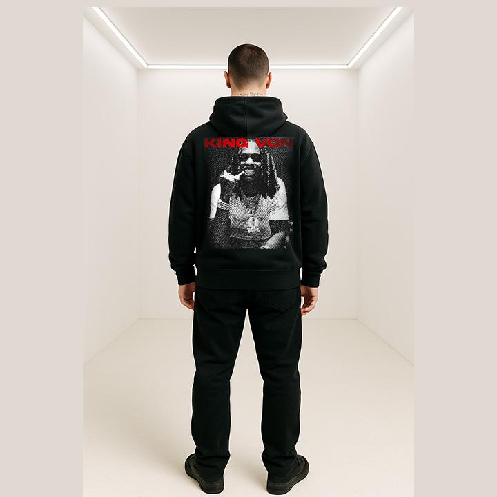 King Von Black Hoodie Oversized